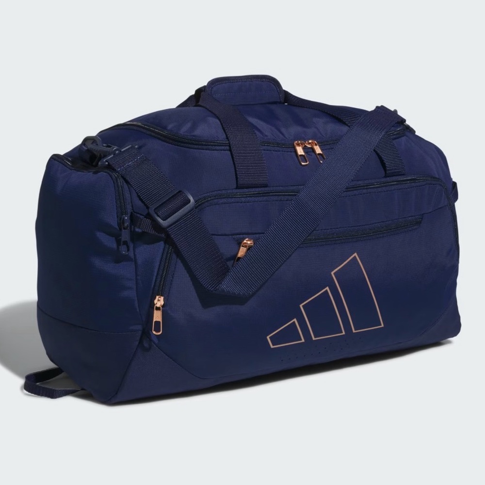 Adidas Small Navy Blue Unisex Duffel Bag for Gym Sports Travel School NEW